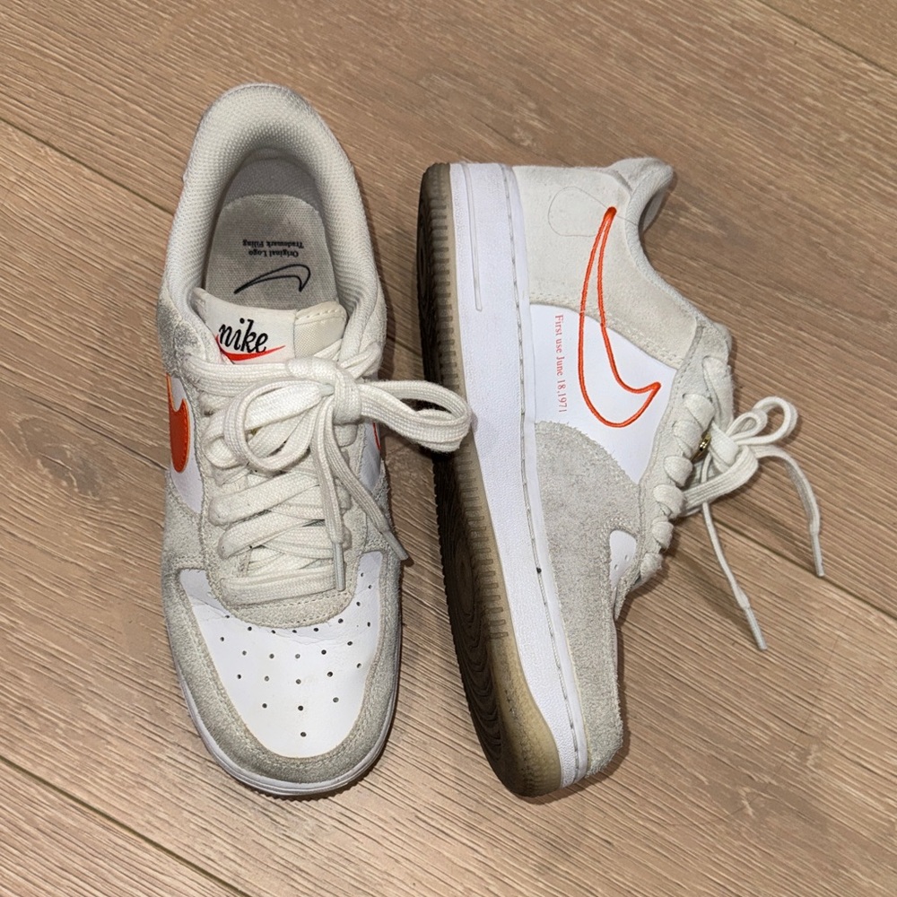 Nike Kids White and Orange Athletic Sneakers
